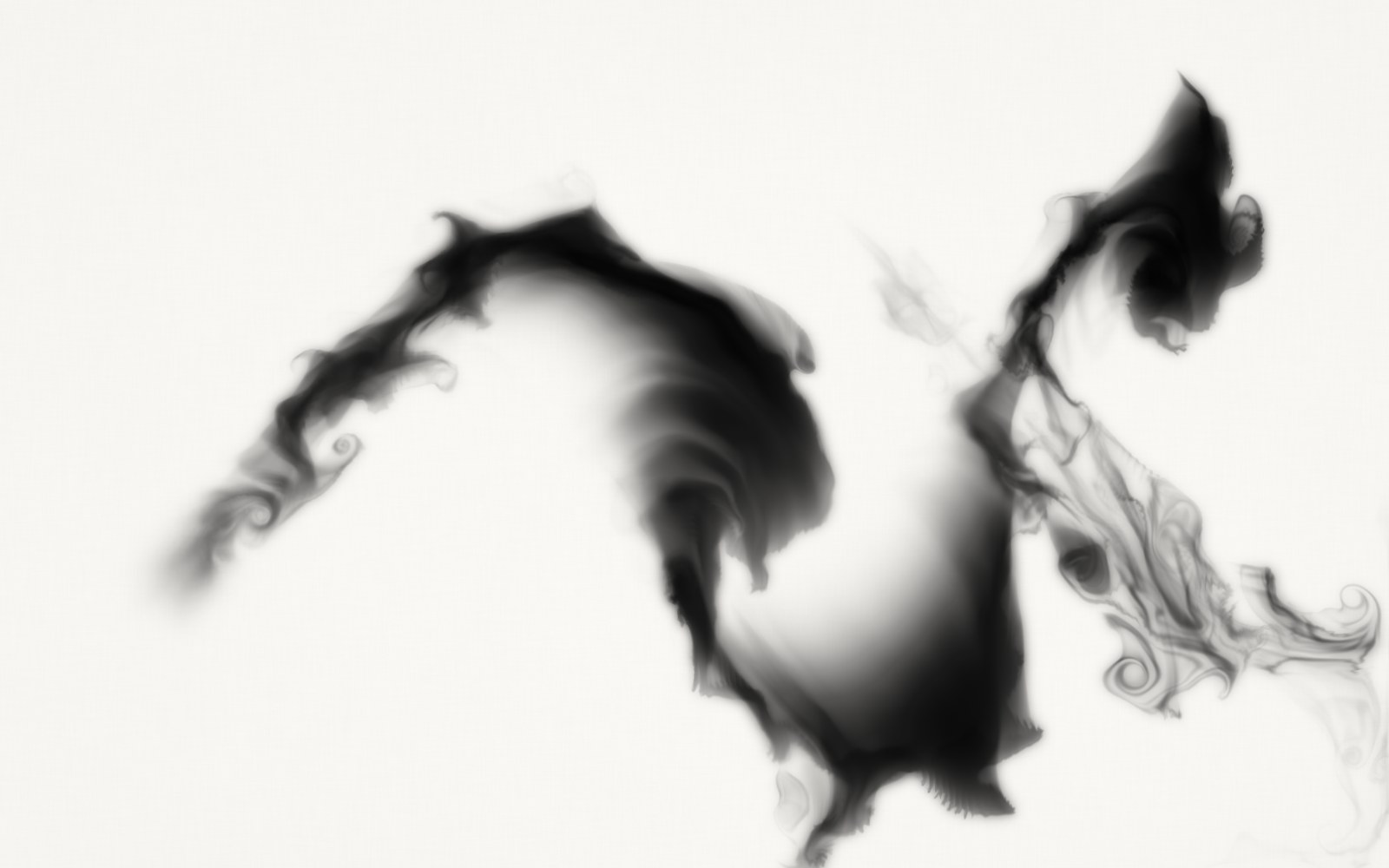 和紙の上に墨が水中で広がっている様子